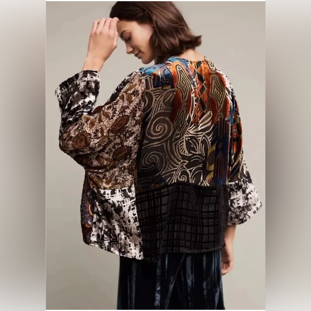 Anthropologie Floreat Velvet Kimono jacket